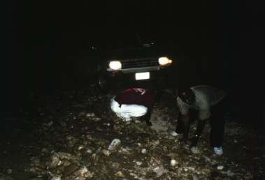 Reworking the road at night so we can climb a hill